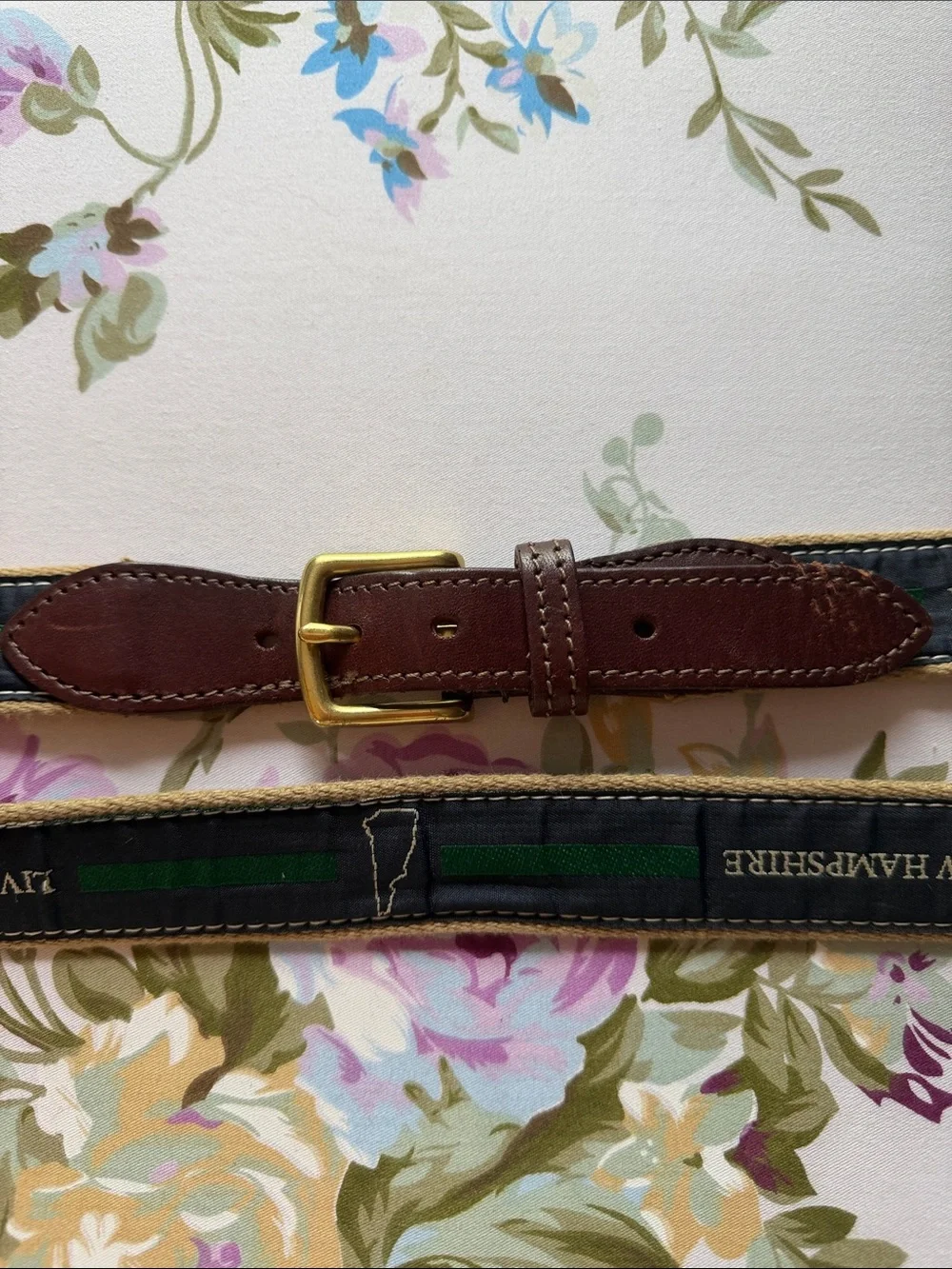J.R.Hill & Co. NH Brown Leather Men’s Belt Live free or die Size 42